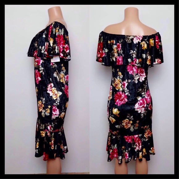 LuLaRoe Cici Mermaid Dress Medium Black Floral - Picture 3 of 6